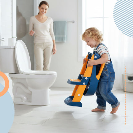 Kindertoilettensitz mit Treppe, verstellbar, rutschfest