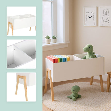 Children's Toy Chest – Scandinavian Design, Wooden Legs