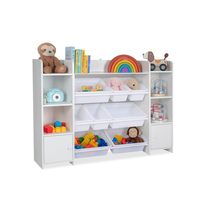 Children's Toy Shelf with 8 Boxes and 3 Shelves
