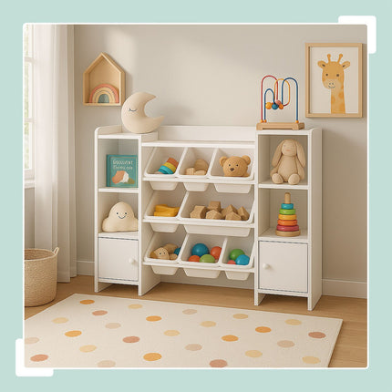Children's Toy Shelf with 8 Boxes and 3 Shelves