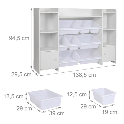 Children's Toy Shelf with 8 Boxes and 3 Shelves