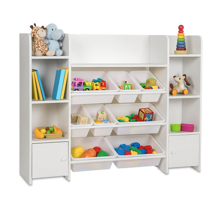 Children's Toy Shelf with 8 Boxes and 3 Shelves