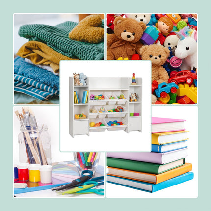 Children's Toy Shelf with 8 Boxes and 3 Shelves