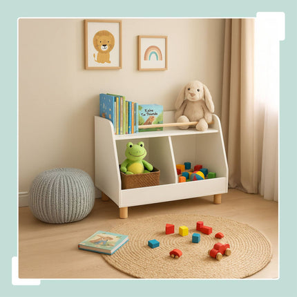 Kinderregal für Spielzeug – 2 Fächer, 1 Ablage