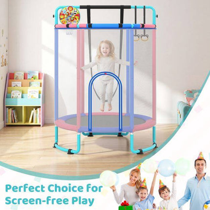 Children's Trampoline 6-in-1 with Swing & Gymnastic Bar, Blue