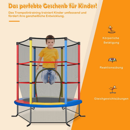 Kinder-Trampolin mit Sicherheitsnetz, Ø140cm, 135kg Tragkraft