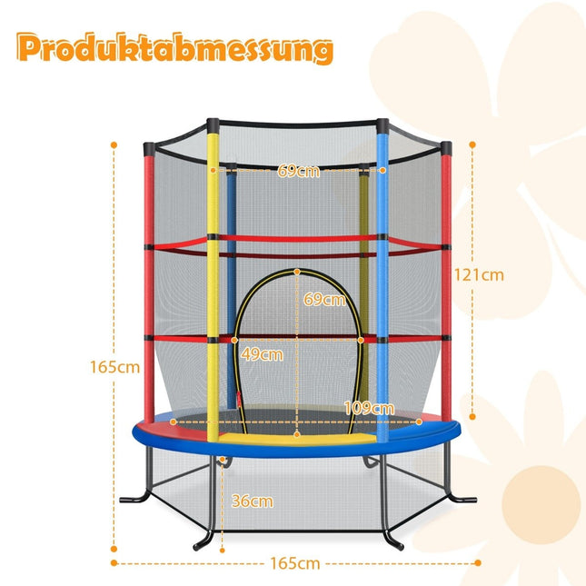 Kinder-Trampolin mit Sicherheitsnetz, Ø140cm, 135kg Tragkraft