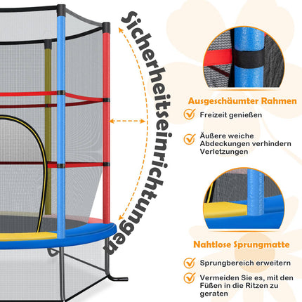 Kindertrampolin mit Sicherheitsnetz, 165cm, 135kg Tragkraft