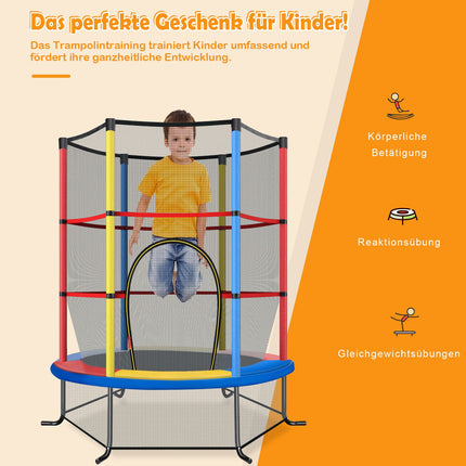Kindertrampolin mit Sicherheitsnetz, 165cm, 135kg Tragkraft