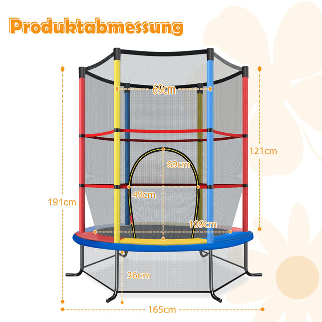 Kindertrampolin mit Sicherheitsnetz, 165cm, 135kg Tragkraft