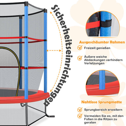 Children's Trampoline with Safety Net, 165cm, Blue