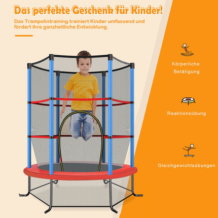 Children's Trampoline with Safety Net, 165cm, Blue