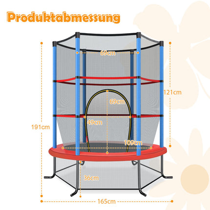 Children's Trampoline with Safety Net, 165cm, Blue