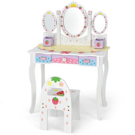 Children's Vanity Set with Folding Mirror, White, MDF