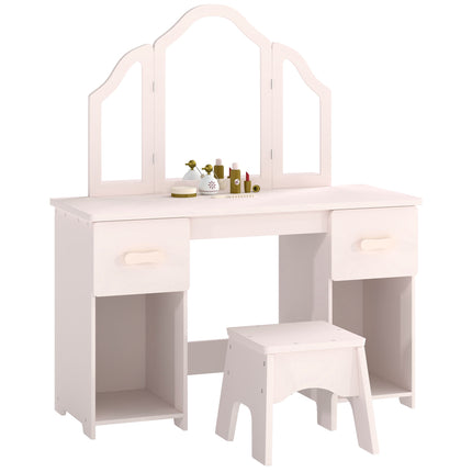 Children's Vanity Table Set with Stool and Mirror, Pink