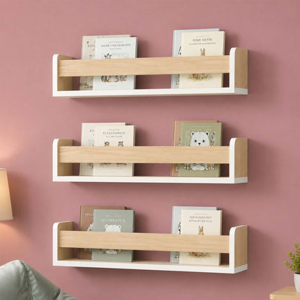 Children's Wall Shelves Set of 3, MDF, 58 cm Wide
