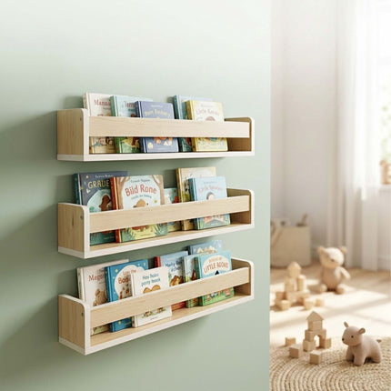 Children's Wall Shelves Set of 3, MDF, 58 cm Wide