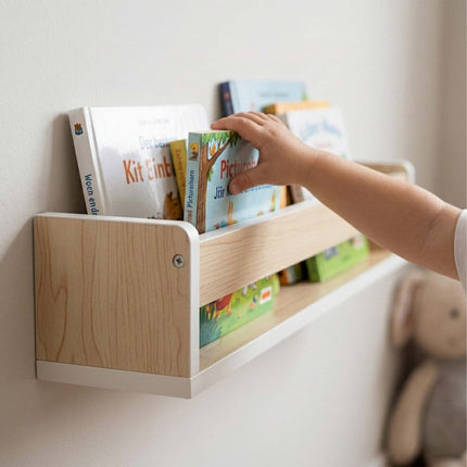 Children's Wall Shelves Set of 3, White MDF, 58cm