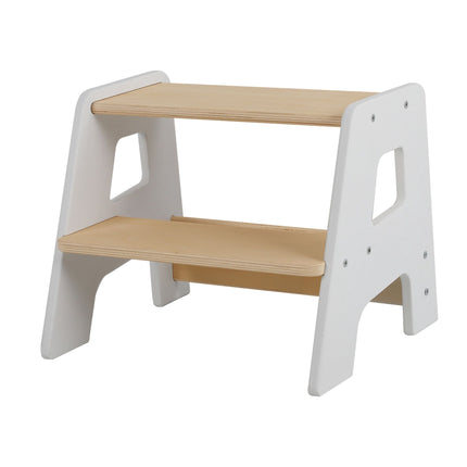 Children's White Wooden Step Stool – 2 Steps, Non-Slip
