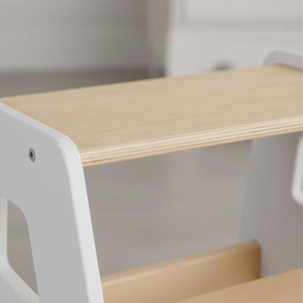 Children's White Wooden Step Stool – 2 Steps, Non-Slip