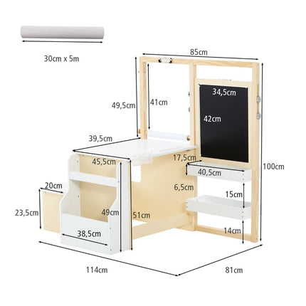 Staffelei für Kinder aus Holz mit Kreidetafel und Whiteboard