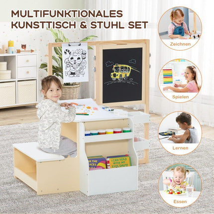 Staffelei für Kinder aus Holz mit Kreidetafel und Whiteboard