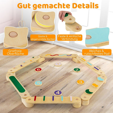 Kinder-Holz-Balancierbalken-Set mit 6 Steinen