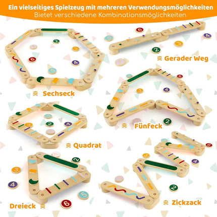 Kinder-Holz-Balancierbalken-Set mit 6 Steinen