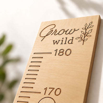 Children's Wooden Height Chart 50 to 180 cm, Puzzle Pieces, Pine, Natural