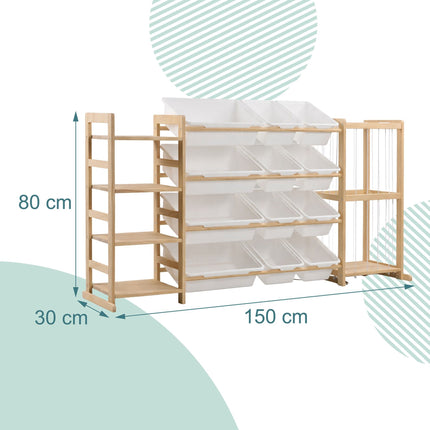 Children's Wooden Shelf with 12 Removable Boxes