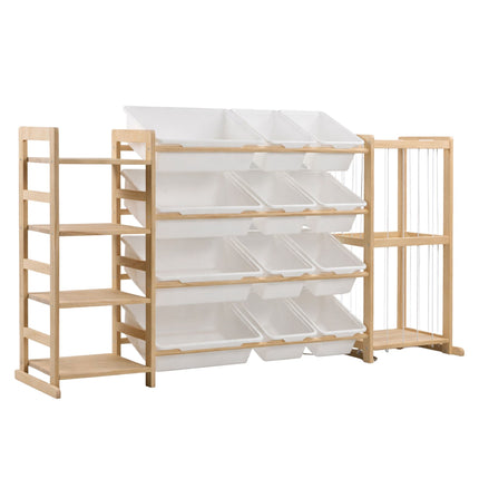 Children's Wooden Shelf with 12 Removable Boxes