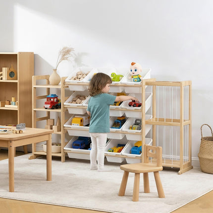 Children's Wooden Shelf with 12 Removable Boxes
