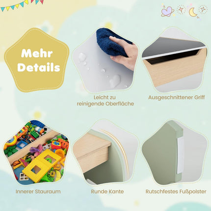Children's Wooden Table Set with Chalkboard & Storage