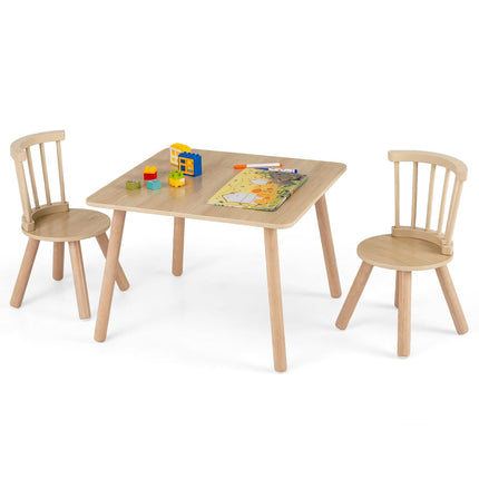 Kinder Holztisch und 2 Stühle-Set mit Spindellehne