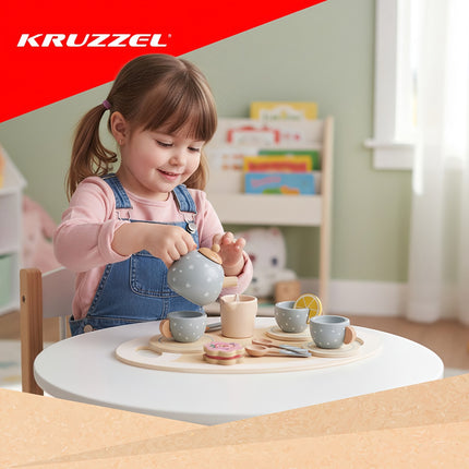 Tee-Set aus Holz für Kinder mit Zubehör - Grau