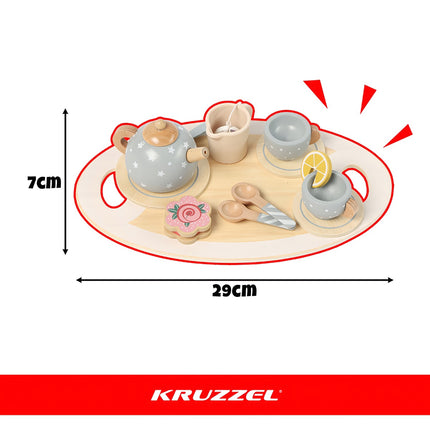 Tee-Set aus Holz für Kinder mit Zubehör - Grau