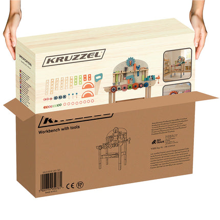 Children's Wooden Tool Workbench, 3-in-1 DIY Kit