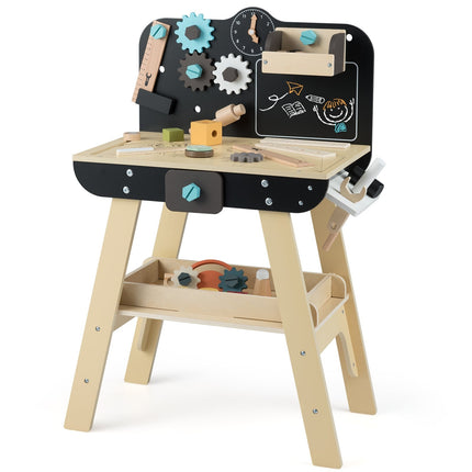 Children's Wooden Workbench Set with Blackboard, Montessori Toy