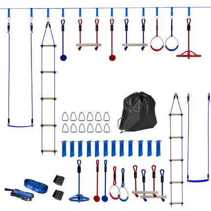 Children's Zipline Kit, 50kg Capacity, Ages 3-6, Blue