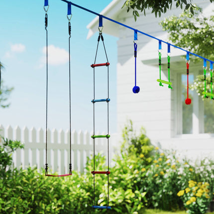 Children's Zipline Kit, 50kg Capacity, Ages 3-6, Blue