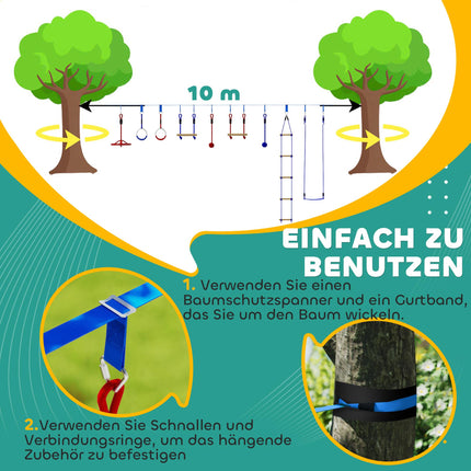 Children's Zipline Kit, 50kg Capacity, Ages 3-6, Blue