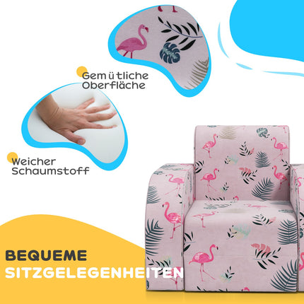 Kindersofa mit Flamingo-Muster, klappbar und zusammenfaltbar