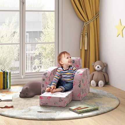 Kindersofa mit Flamingo-Muster, klappbar und zusammenfaltbar