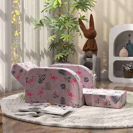 Kindersofa mit Flamingo-Muster, klappbar und zusammenfaltbar