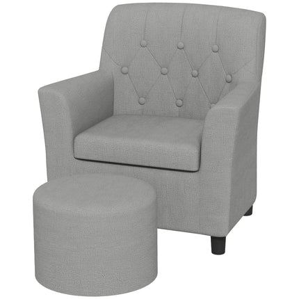 Kindersessel-Sofa-Set Grau, Eukalyptus, Leinen-Optik