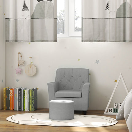 Kindersessel-Sofa-Set Grau, Eukalyptus, Leinen-Optik