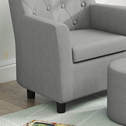 Kindersessel-Sofa-Set Grau, Eukalyptus, Leinen-Optik