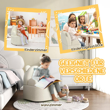 Bärenförmiger Kindersessel, weiches Teddyfleece, Beige
