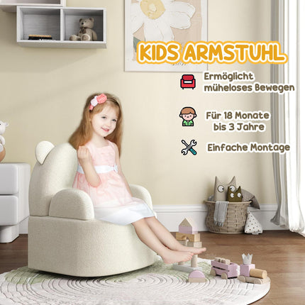 Bärenförmiger Kindersessel, weiches Teddyfleece, Beige