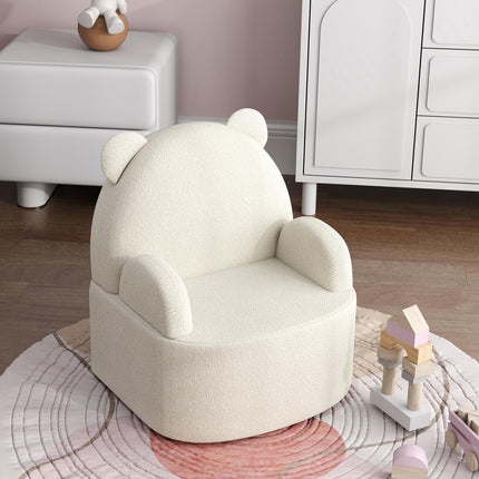 Bärenförmiger Kindersessel, weiches Teddyfleece, Beige